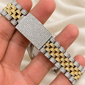Luxury Hip Hop Quartz Watch Iced Dial Stainless Steel Bracelet <b>Wristwatch</b> Date Display for <b>Men</b> - Product Image 4