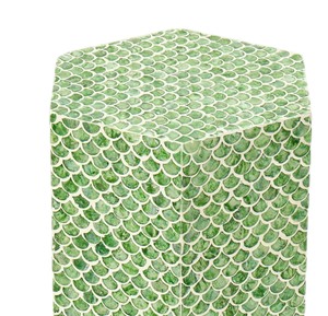 Sgabelli Esagonali Verdi con Mosaico in Madreperla, Tavolino Artigianale per Arredamento Soggiorno e Camera da Letto - Product Image 3