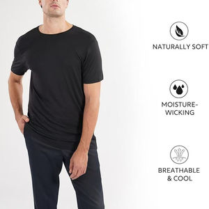Camiseta de Bambú Personalizada para Hombre, Camiseta Interior Lisa Unisex de Bambú y Spandex, Camiseta de Bambú Lisa con Cuello Redondo para Hombre - Product Image 5