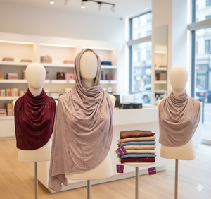 คอลเลคชั่นผ้าคลุมศีรษะและผ้าพันคอชีฟองพรีเมียมประกายระยิบระยับ - ผ้าคลุมศีรษะประดับด้วยคริสตัลหรูหราสำหรับโอกาสพิเศษและสวมใส่ในชีวิตประจำวันอย่างสุภาพ - Product Image 3