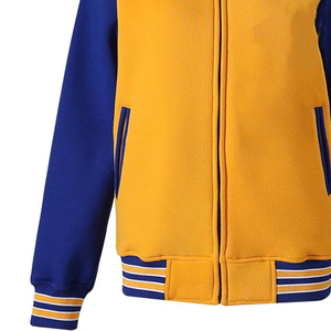 เสื้อแจ็คเก็ต SGRho Royal & Gold Fleece Varsity - แขนเสื้อทำจากผ้าขนสัตว์สั่งทำพิเศษ สีน้ำเงินและสีทอง - เสื้อแจ็คเก็ต Letterman Bomber สไตล์กรีกสำหรับผู้ชาย - Product Image 3
