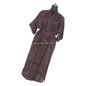 KL010 Camisón Étnico Africano para Mujer, Kaftán Largo, Kimono Vintage de Invierno, Mezcla de Poliéster y Seda, Largo Completo - Product Image 5