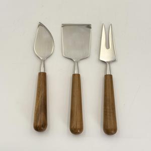 Acacia <b>Wooden</b> Handle Cheese Slicer <b>Set</b> Stainless Steel with Mirror Polished for Tabletop Home Restaurant and Wedding Gift Use - Product Image 1