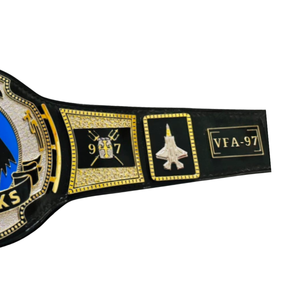 Warhawks Championship Belt VFA-97 Fighter Squadron Design with Gold, Black, and Blue Color Scheme - Product Image 4