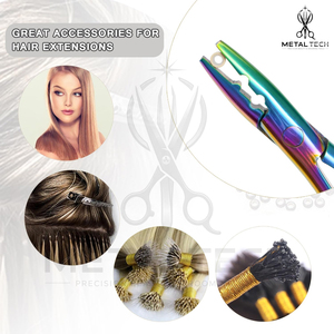 Pince à épiler multicolore en acier inoxydable pour extensions capillaires, outil de dépose de micro-anneaux et de kératine, avec plusieurs trous - Product Image 5