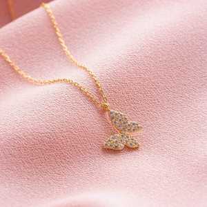 Hallmark 18K Gold Plated <b>Copper</b> Alloy Tiny Butterfly Necklace with Pearl & Zircon Stone - Product Image 2