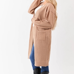 เสื้อคลุมคาร์ดิแกนไหมพรมเนื้อนุ่มแบบหนา  ผ้าวูล/แคชเมียร์  ทรงยาว  โอเวอร์ไซส์  มีกระเป๋าปะ  สำหรับใส่ซ้อนกัน  ลายทอแบบ Winter Latte - Product Image 3