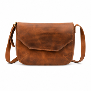 Bolso Bandolera de Cuero Hecho a Mano, Estilo Retro, con Cierre de Solapa, para Mujer - Product Image 1