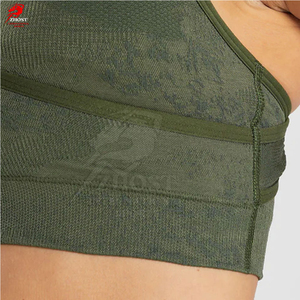 Soutien-gorge de sport sans coutures à maintien élevé pour femme, col en V, bretelles croisées, vert olive, respirant, extensible, Spandex/Nylon, uni, 6XL - Product Image 5
