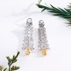 Pendientes Largos de Lujo con Diamantes Cultivados en Laboratorio, Corte Marquesa Ovalado en Amarillo Canario, Diseño de Espiga, para Novias, Aniversarios y Fiestas, Joyería Fina - Product Image 2