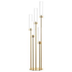 Golden Brass <b>Candle</b> Stand 5 Arm Modern Design Home Decoration Wedding Table Centerpiece Durable Metal Holder At <b>Cheap</b> Price - Product Image 1