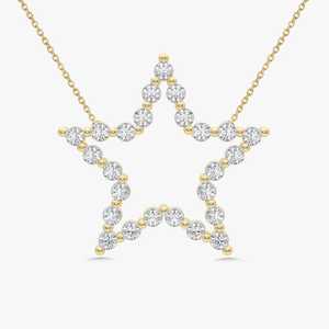 Wholesale 14k Gold Lab Grown Diamond Star Pendant <b>Necklace</b> High Quality Minimalist Fine Jewelry Manufacturer Custom Gold Jewelry - Product Image 1