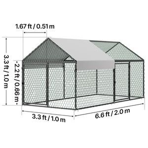 Pollaio in Metallo Impermeabile con Tetto a Punta e Doppia Porta per 4-6 Galline, 3.3 X 6.6 X 3.3 ft - Product Image 5