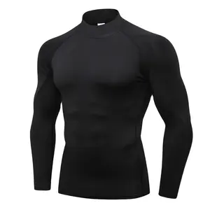 Của Nam Giới Mock Nén Áo Sơ Mi Cơ Sở Lớp Phòng Tập Thể Dục Dài Tay Activewear Tops Mát Khô Chất Lượng Tốt Nhất Nén Áo Sơ Mi