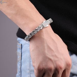 Pulsera Franco Link con incrustaciones de diamantes, personalizada con diamantes VVS1 cultivados en laboratorio, estilo hip hop, regalo para él, pulsera estilo rapero. - Product Image 4