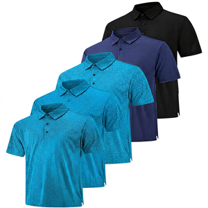 Polos de Manga Corta para Hombre, Color Sólido, Tejido de Punto, Secado Rápido, Ropa Casual en Negro, Azul, Rojo y Gris - Product Image 4