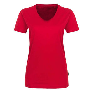 Camiseta de Manga Corta para Mujer, Cuello en V, Color Rosa Claro, Tejido de Verano, Ecológica, Anti-Pilling, Transpirable, de Algodón Comprimido, Informal - Product Image 5