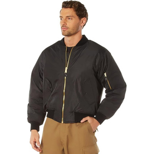 Men's Winter Bomber <b>Jacket</b> Solid Color Nylon Shell Polyester Lining Zipper Closure Windproof Casual Style <b>Thick</b> <b>Fleece</b> Wadding - Product Image 2