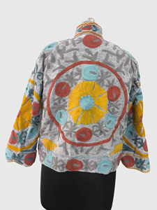 Veste en coton matelassée à fleurs brodée à la main, manches longues, col mandarin, hiver, femme, grande taille - Product Image 5