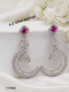 Fashionable High Quality Traditional Ethnic Alloy <b>Silver</b> Plated Stone Pearl Chandelier <b>Earrings</b> Women's Third Party Certified Gi - Product Image 1