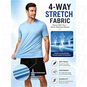 เสื้อยืดสำหรับผู้ชาย UPF 50+ เสื้อป้องกันแสงแดด UV แห้งเร็ว น้ำหนักเบา ป้องกันผื่นแดง เสื้อผ้ากีฬาสำหรับออกกำลังกาย วิ่ง - Product Image 3