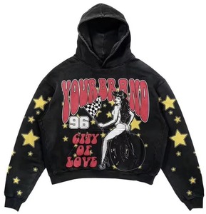 Custom Logo High Quality Streetwear Hoodie Tracksuit Screen Printing Sweatsuit Vintage Hoodies and Shorts <b>Set</b> for Men - Product Image 2