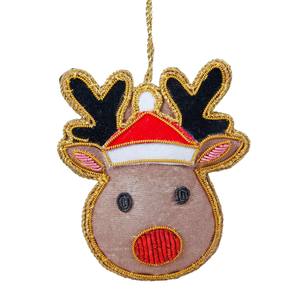 Ornement suspendu brodé Zari renne de Pâques – Boule décorative fantaisie en fil d'or, cadeau de fête printanière et souvenir de remerciement en gros - Product Image 2