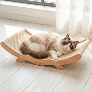 Cama Rascador Extra Grande para Gatos con Almohadilla de Sisal Natural, Cama de Madera para Gatos, Hamaca para Gatos de Interior, Rascador Resistente - Product Image 1