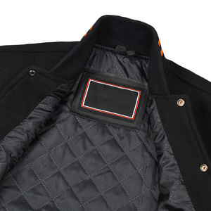Blouson universitaire pour homme noir et orange, corps en laine, manches en cuir, style baseball, pour l'école, le sport, le collège, blouson Letterman, vente en gros, vêtements d'automne - Product Image 5