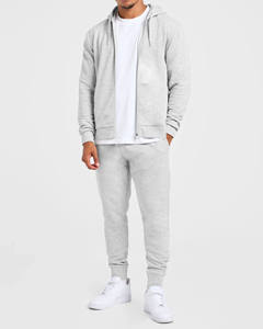 Ensemble de survêtement 2 pièces pour homme, gris clair, avec sweat à fermeture éclair et pantalon de jogging en coton respirant – Nouveauté très demandée - Product Image 4
