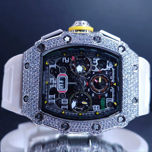 นาฬิกาข้อมือสแตนเลสสตีล สายยาง ดีไซน์หรูหรา ประดับเพชรโมอิสซาไนต์ VVS คุณภาพสูง พร้อมกลไกควอตซ์ ETA กันน้ำได้ 10 บาร์ เหมาะสำหรับธุรกิจ - Product Image 1