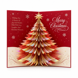 Carte de vœux de Noël 3D personnalisée en papier, carte de message de fêtes, carte de Noël, cadeau de Noël - Product Image 1