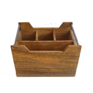 Support à condiments en bois naturel écologique, style ferme, organisateur de table multifonctionnel, porte-ustensiles en bois pour café - Product Image 1