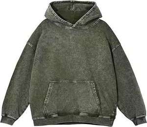 Sweat à capuche personnalisé épais délavé à l'acide, style vintage oversize streetwear, unisexe, 100% coton, épaules tombantes, effet délavé minéral - Product Image 1