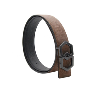 Ceinture en cuir pleine fleur personnalisée avec boucle ardillon métallique, motif écossais, décontractée, robuste, prix direct de gros - Product Image 2