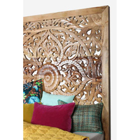 Lit indien fait à la main en bois sculpté lit king size meubles de chambre à coucher finition naturelle bois sculpté lit qualité meilleur mobilier 2024