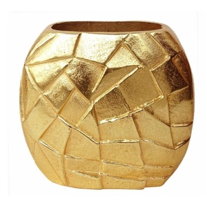 Florero Decorativo Dorado, Florero Metálico de Mesa para Exhibición en Espacios Abiertos, Florero para Ocasiones Festivas - Product Image 1