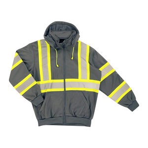 Sweat-shirts de sécurité unisexes personnalisés à haute visibilité, respirants, 100 % polyester, réfléchissants, à fermeture éclair intégrale, pour le travail routier, en stock usine - Product Image 5