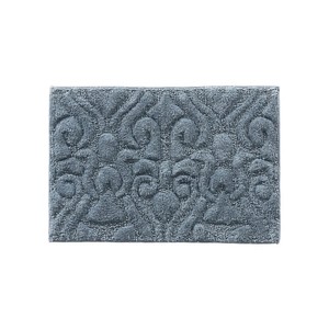 Modern Blue Rectangle Cotton <b>Bath</b> <b>Mat</b> Medallion Pattern Non-Slip Rubber Backing Machine Washable Home Use - Product Image 3
