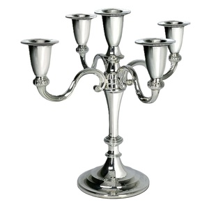 Elegant 5-Arm Silver Plated <b>Candelabra</b> Classic Metal Taper Candle Holder Centerpiece For Home Decor Weddings Parties And Events - Product Image 4
