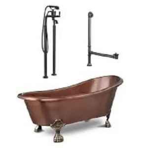 Baignoire autoportante en cuivre, style rustique vintage, forme baril ovale sans couvercle, pour spa, hôtel, maison - Product Image 3