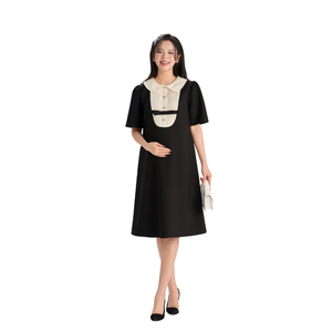 ชุดคลุมท้อง B2 MUM V1446 แบบเป็นมิตรต่อสิ่งแวดล้อม ระบายอากาศได้ดี แขนสั้น ทรงเอ คอปกปีเตอร์แพน สีอ่อน เนื้อผ้านุ่มลื่น ยืดหยุ่นได้ - Product Image 1