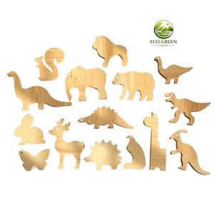 Formes d'animaux en bois de pin non peintes pour enfants, ensemble de bricolage pour la peinture, jouets éducatifs en bois pour enfants d'âge préscolaire - Product Image 1