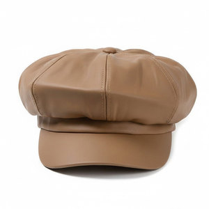 Casquette Gavroche Vintage en Cuir Marron pour Hommes et Femmes, Chapeau Rétro Baker Boy, Coiffe Décontractée Streetwear, Marque Personnalisée, Vente en Gros, Mode - Product Image 1