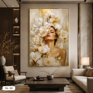 Peinture florale féminine exquise HALO, peinture sur toile abstraite originale faite à la main en soie, art mural élégant pour l'intérieur, cadre inclus, OEM ODM - Product Image 4