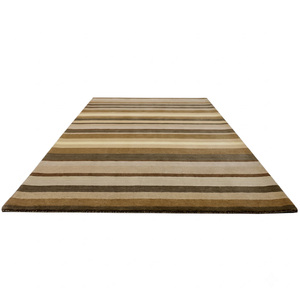 Tapis en laine DECORDEC marron beige et taupe, antidérapant, écologique, moderne, à rayures horizontales superposées, pour salon, chambre, hôtel - Product Image 2
