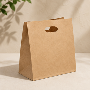 Sac rectangulaire en papier kraft biodégradable EcoRev avec poignées découpées, imprimé à l'écran, style classique, sac d'affaires écologique - Product Image 2