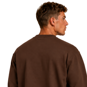 Chocolate <b>Brown</b> Men Sweatshirt Crew Neck <b>Long</b> <b>Sleeve</b> Pullover Casual Fleece <b>Top</b> Customized Logo Streetwear Winter Sportswear - Product Image 4