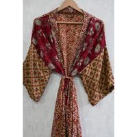 Bata Kimono de Seda con Parches para Mujer, Estilo Boho, Larga, Ideal como Regalo para Ella