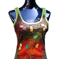 Casual Summer Women's Long CAMISoles Breathable 100% Cotton Knitted Fabric <b>Patchwork</b> Design - Product Image 3